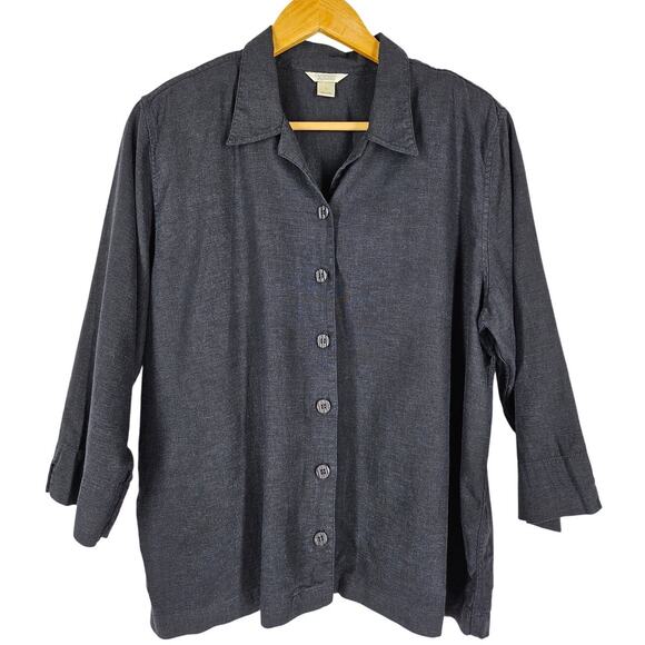 CHRISTOPHER & BANKS WOMEN'S BLUE BUTTON-UP LONG SLEEVE SHACKET – SIZE LARGE - Picture 1 of 11